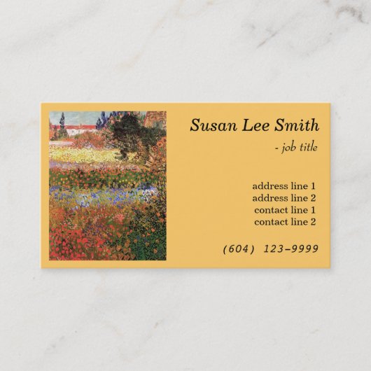 Drijvende tuin van Vincent van Gogh. Zonnegeel Visitekaartje (Voorkant)