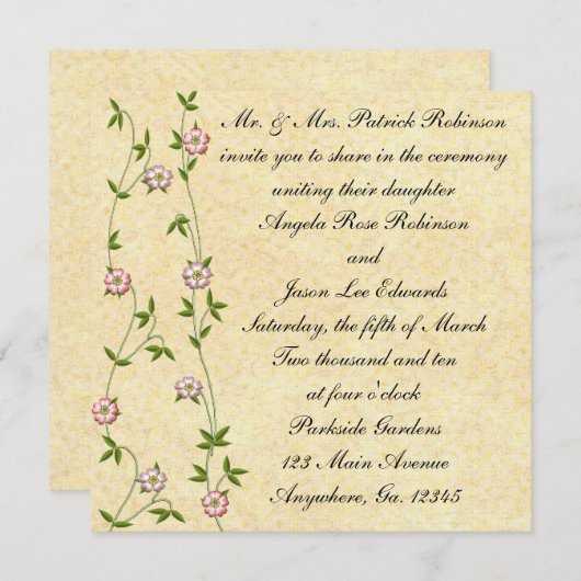 Drijvende uitvindingen van het Ivy Wedding Kaart (Voorkant / Achterkant)