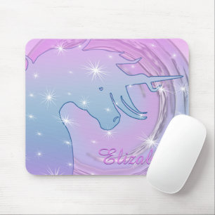 Drijvende Unicorn Silhouette (roze, zwakkere maan) Muismat