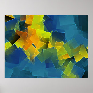 Drijvende vlakken - kleurrijke abstracte kunstafdr poster