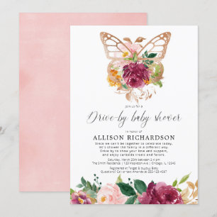 Drijvende vlinder bloedig roze bruine bloem kaart