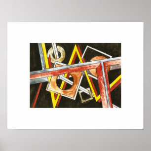Drijvende vormen met handschilderd modern geometri poster
