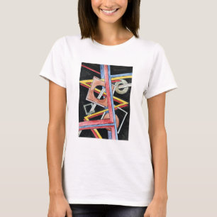 Drijvende vormen met handschilderd modern geometri t-shirt