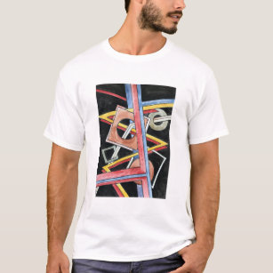 Drijvende vormen met handschilderd modern geometri t-shirt