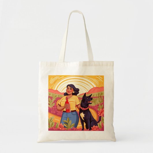 Drijvende vrouw met Tequila en haar reddingshond T Tote Bag (Voorkant)
