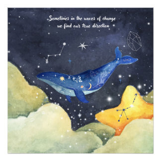 drijvende walvis foto afdruk