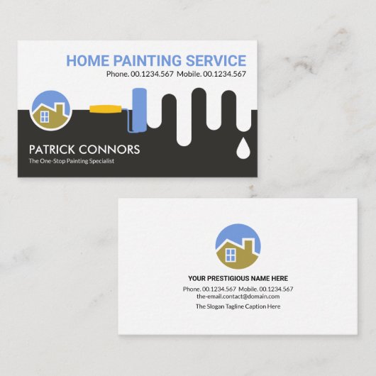 Drijvende Wandverf Rollpenseel Verfpagina Startpag Visitekaartje (Voorkant / Achterkant)