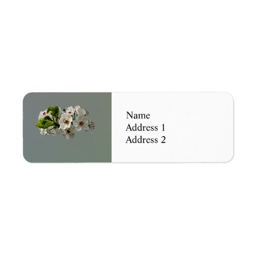 Drijvende witte peren bloesems etiket (Voorkant)