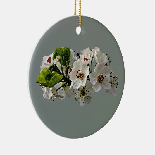 Drijvende witte peren bloesems keramisch ornament (Rechts)