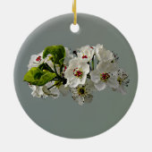 Drijvende witte peren bloesems keramisch ornament (Achterkant)