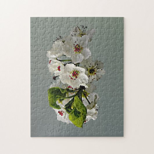 Drijvende witte peren bloesems legpuzzel (Verticaal)