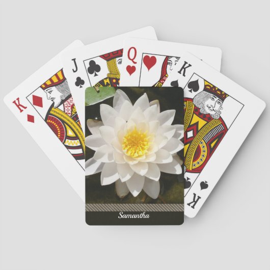 Drijvende Witte Waterlelie Lotus Pokerkaarten (Achterkant)