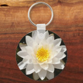 Drijvende Witte Waterlelie Lotus Sleutelhanger (Voorkant)