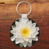 Drijvende Witte Waterlelie Lotus Sleutelhanger (Voorkant)