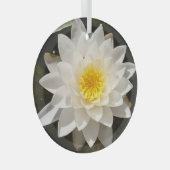 Drijvende witte waterlily Lotus Glas Ornament (Voorkant Rechts)