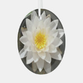 Drijvende witte waterlily Lotus Glas Ornament (Voorkant links)