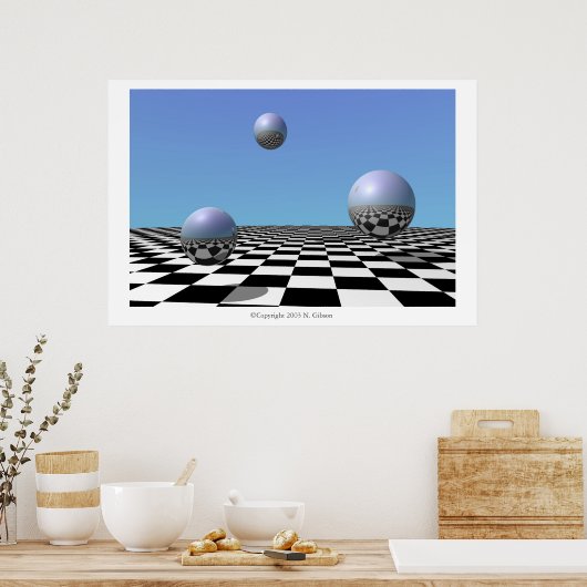 Drijvende zilveren orbs poster (Keuken)