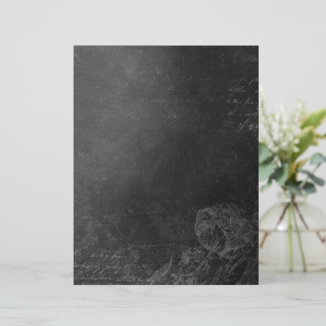Drilende donkere schoolbord vintage script papier (Staand voorkant)