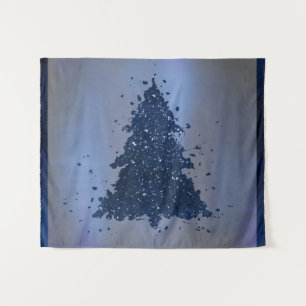 Drilkerige Kerstboom   Klasse Navyblauwe Spatten Wandkleed