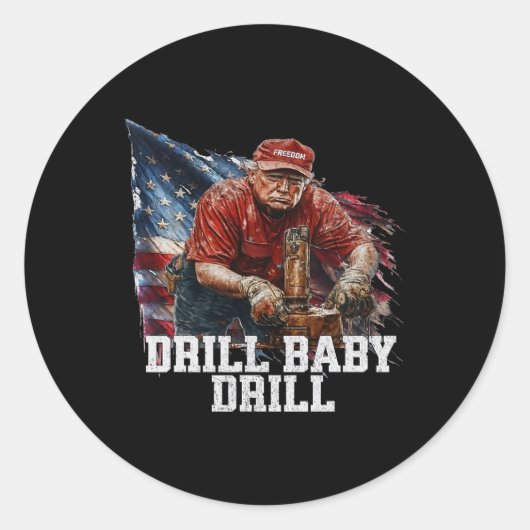 Drill Ba1 Trump Funny Meme Ronde Sticker (Voorkant)