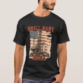Drill Baby Drill Amerikaans vlagontwerp met lange  T-shirt (Voorkant)