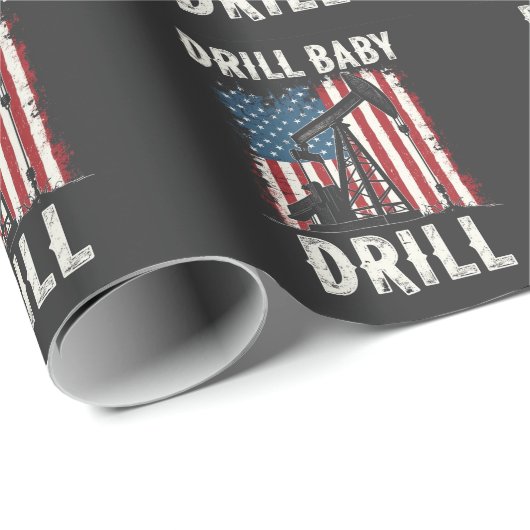 Drill Baby Drill Amerikaanse Trump Energie Economi Cadeaupapier (Rol Hoek)