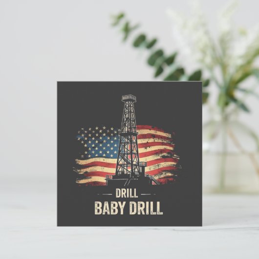 Drill Baby Drill Amerikaanse Trump Energie Economi Feestdagenkaart (Staand voorkant)