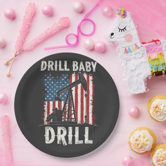 Drill Baby Drill Amerikaanse Trump Energie Economi Papieren Bordje (Feest)