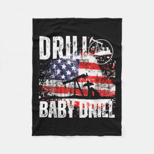Drill Baby Drill Oilfield Amerikaanse vlag olie Dr Fleece Deken
