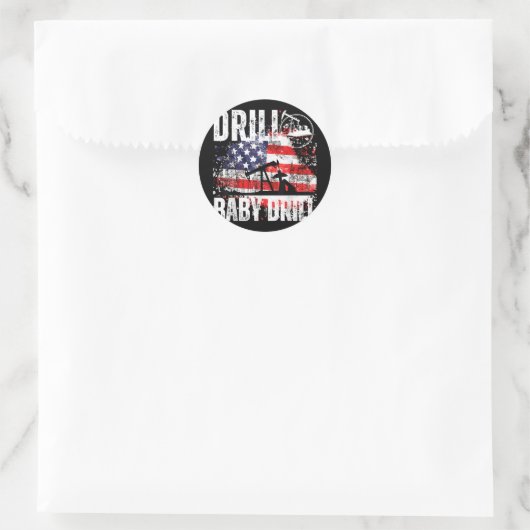 Drill Baby Drill Oilfield Amerikaanse vlag olie Dr Ronde Sticker (Tas)