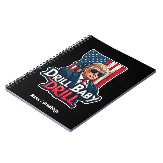 Drill Baby Drill Trump 2025, de Amerikaanse onafha Notitieboek (Linkerzijde)