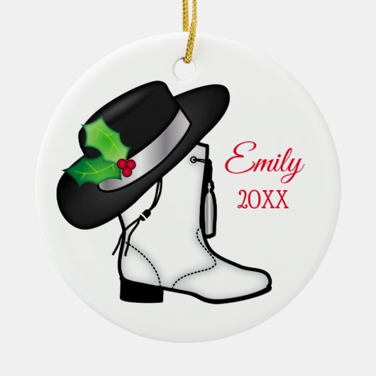 Drill Dance Team Kerstmis Boot and Pet Keramisch Ornament (Voorkant)