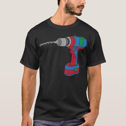 drill machine tool kabel drill screwdriver bake t-shirt (Voorkant)