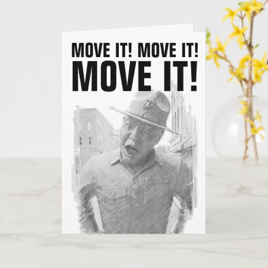 DRILL SERGEANT PENCIL SKETCH FUNNY BIRTHDAY CARD KAART (Gele Bloem)