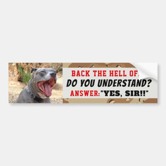 Drill Sergeant Pitbull Ja Sir Bumpersticker (Voorkant)