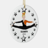 Drill Team Cheer Blonde Black en Oranje Keramisch Ornament (Rechts)