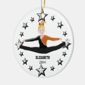 Drill Team Cheer Blonde Black en Oranje Keramisch Ornament (Links)