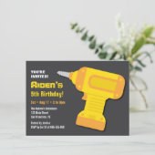 Drill Tool Boys Birthday Party-uitnodigingen Kaart (Staand voorkant)