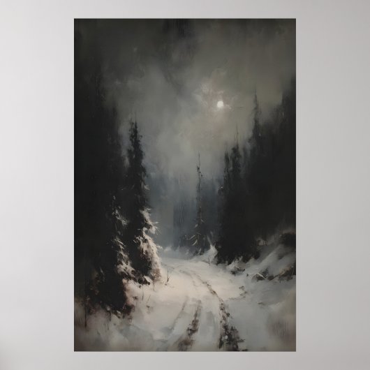 Drillerig Winterlandschapsprintbare Besneeuwde Bos Poster (Voorkant)