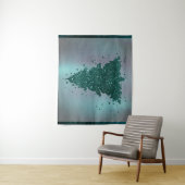 Drillerige Kerstboom | Donker Middernacht Teal Gro Wandkleed (In situ)