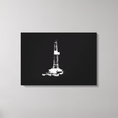 Drilling Rig Silhouet Wit op Zwart Canvas Afdruk (Voorkant)