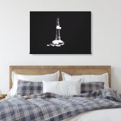 Drilling Rig Silhouet Wit op Zwart Canvas Afdruk (Insitu (Slaapkamer))