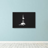 Drilling Rig Silhouet Wit op Zwart Canvas Afdruk (Insitu (Houten vloer))
