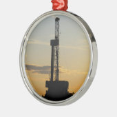 Drilling Rig Silhouette Metalen Ornament (Links)