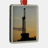 Drilling Rig Silhouette Metalen Ornament (Rechts)
