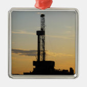 Drilling Rig Silhouette Metalen Ornament (Voorkant)