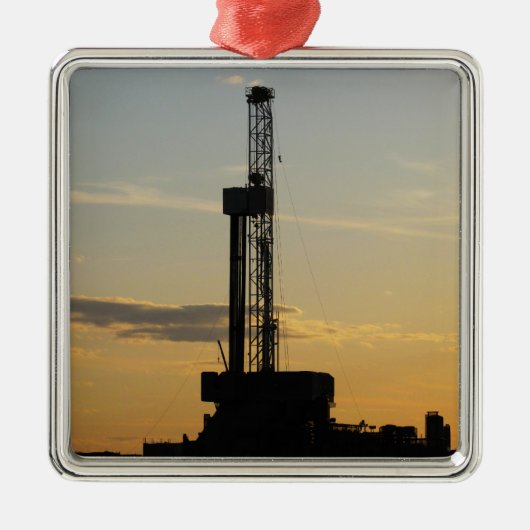 Drilling Rig Silhouette Metalen Ornament (Voorkant)