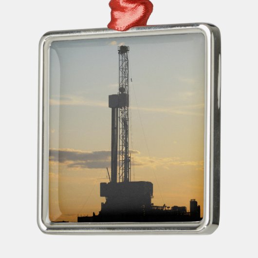Drilling Rig Silhouette Metalen Ornament (Links)