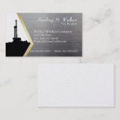 Drilling Rig Silhouette op Metal Kijk Visitekaartje (Voorkant / Achterkant)