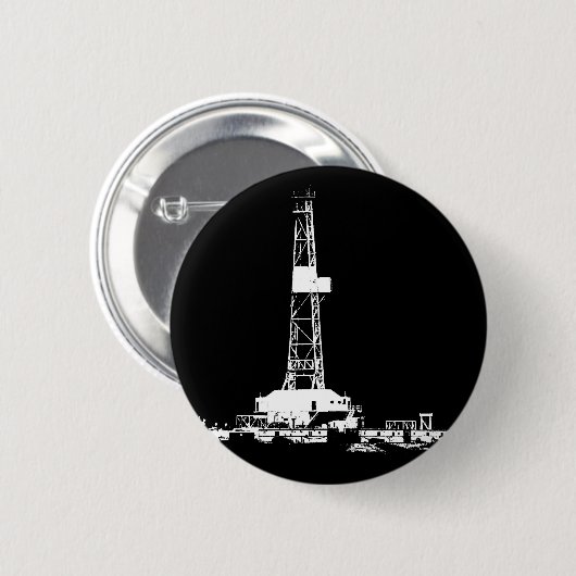 Drilling Rig Silhouette Ronde Button 5,7 Cm (Voorkant /achterkant)